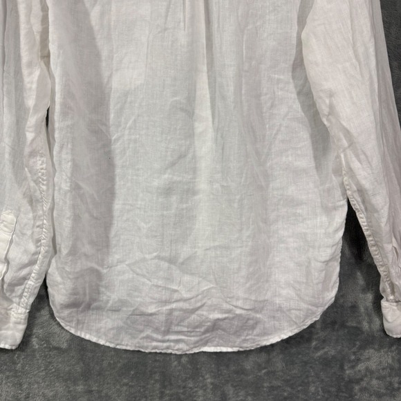 Edmmond Studios White Linen Button Down Long Sleeve Shirt - Picture 11 of 14